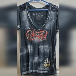 Sinful Affliction V-neck Tee-Shirt. Size Medium Excellent condition